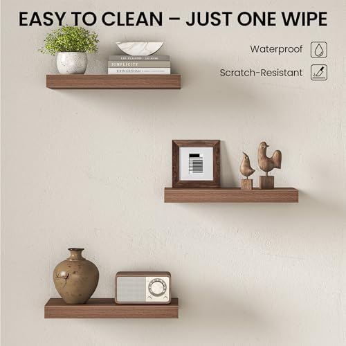 Fun Memories Floating Shelves for Wall 16 Inch, Set of 2 – Wall-Mounted Storage & Display Shelf with Invisible Bracket, 