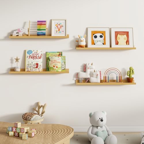 Dreamland Picture Ledge Shelf for Wall, Floating Shelves Set of 2, 32 Inch Long Floating Shelves with Lip for Living Roo