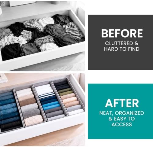 ZENO Drawer Organizer for PAX 100 Furniture - 4 Pack Clothes Organizer and Storage - Fabric Closet Divider Baskets for Underwear, Socks & Clothes - Nursery Dresser & Wardrobe Organization System