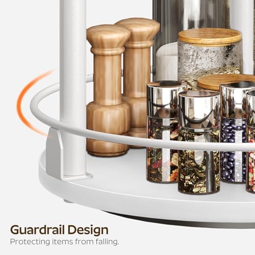YATINEY Lazy Susan Organizer, Rotating Spice Rack, 2 Tier Spice Turntable Organizer, Industrial Turntable Spice Holder, 