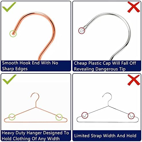 Amber Home 20 Pack Rose Gold Strong Metal Hangers, Copper Clothes Hangers