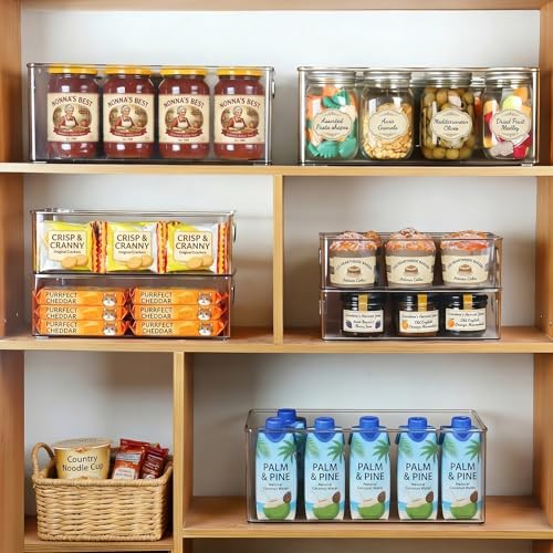 Hudgan 8 Pack Freezer Organizer Bins,Stackable,Clear Bins for Fridge,Pantry