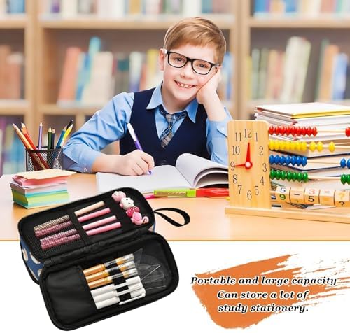 Custom Baseballs Ball Blue Pencil Case Box Boys Girls Personalized Name Large Pencil Pouch Stationery Pen Bag Organizer for Kids Adults School Office