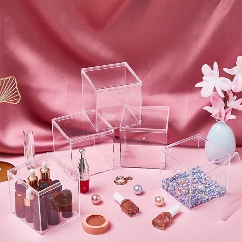 8 Pcs Clear Acrylic Box with Lid, 4.72 x 4.72 x 4.72 Inch, Classic Style