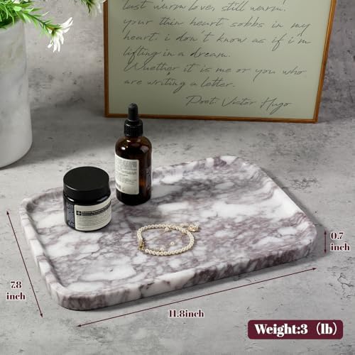Karibiber Luxury Marble Vanity Tray, Bathroom Tray Countertop, Calacatta Marble/Stone, Home Decorative Dresser Organizer