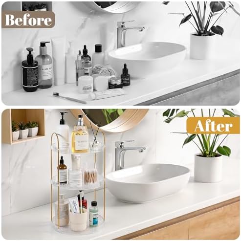 360° Rotating Makeup Organizer Large Capacity Perfume Tray, 2 Tier, Clear