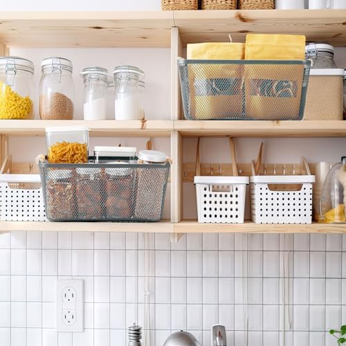 Ziliny 4 Pcs Mesh Wire Baskets for Organizing, Medium, Dark Gray