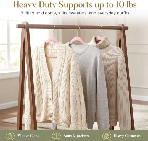 HOUSE DAY Pink Velvet Hangers 60 Pack with Gold Hooks, Non-Slip, No Marks