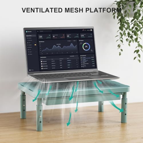 WALI 3 Height Adjustable Computer Monitor Stand with Storage, up to 44 lbs