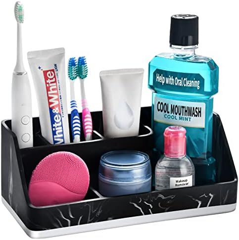 Bathroom Sink Organizer, Toothbrush Holder for Bathroom Counter, Black