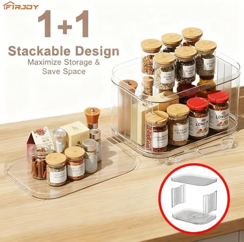 Lazy Susan Organizer for Cabinet, Pantry, Countertop (2 Tier 14" x 10" Clear - 1 Pack, Rectangular)