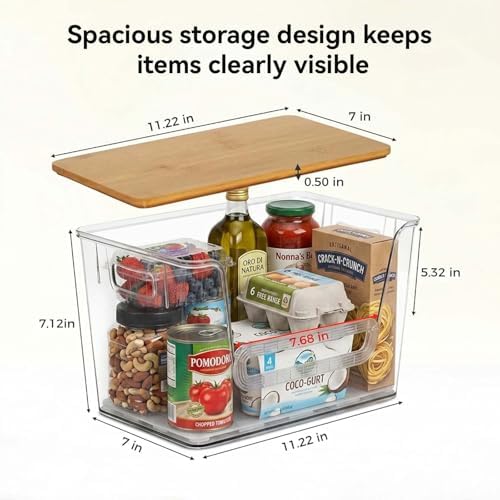 4 Pack Pantry Organizers and Storage with Bamboo Lids
