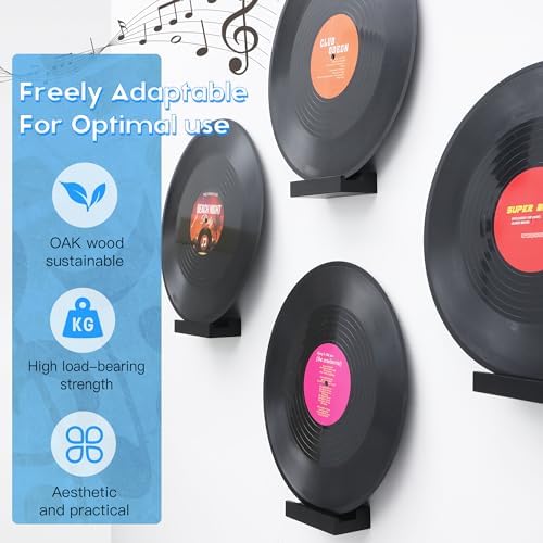 Vinyl Record Shelf Wall Mount,Small Record Holder,Black,12Pcs