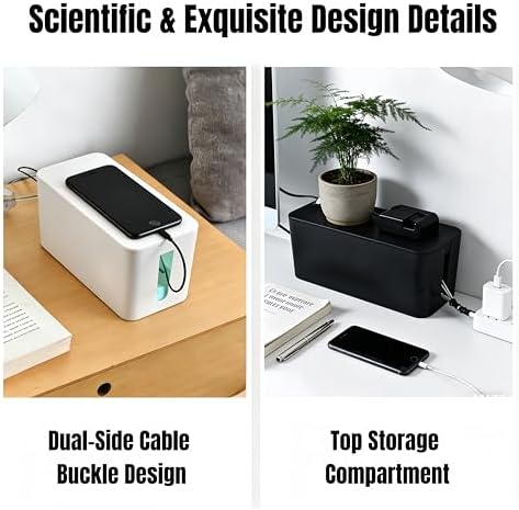 1 Large + 1 Small Cable Management Box Set – 2-Piece Cord Organizer Box, Home Office Desk Wire Storage & Cable Managemen