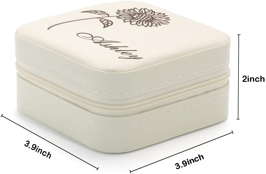 Bridesmaid Gifts Jewelry Box Personalized Small Jewelry Travel Case Custom PU Leather Portable Bridesmaid Proposal Boxes Mini Jewellery Organizer Storage Earrings Rings Necklaces for Women Girls-Pink