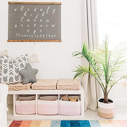 OrganiHaus Cotton Rope Baskets for Shelves, Set of 3, 15x9x10
