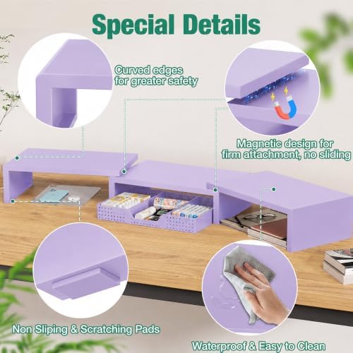 OPNICE Dual Computer Monitor Stand Riser, Desk Organizer with Drawer, Office Desk Accessories & Workspace Organizers for