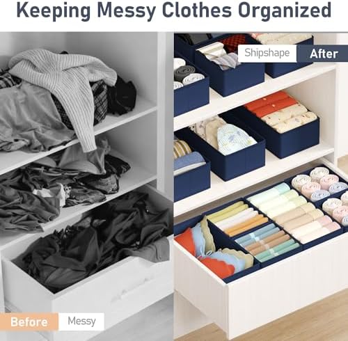 DIMJ Drawer Organizer Clothes Storage - 18 Pack Baby Dresser Organizer for Nursery, Foldable Drawer Dividers for Bedroom