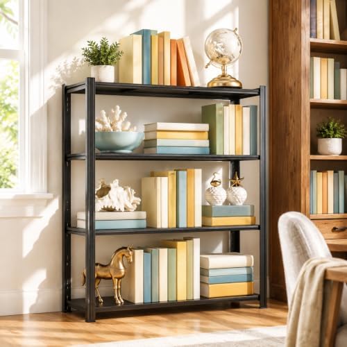 Metal Bookshelf Adjustable Bolt-Free Bookcase Heavy Duty Book Shelf 2000LBS