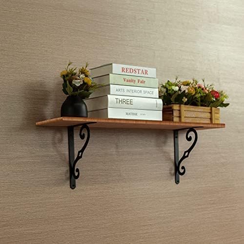 Decorative Shelf Bracket 10 Inch with Screws, Powder-Coated Steel, 6 Pack