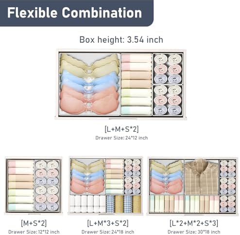 DIMJ Drawer Organizer Clothes - 30 Pack Baby Dresser Organizer for Nursery Closet Organization, Fabric Drawer Organizer Bins for Underwears Socks Bras, Foldable Storage Dividers for Bedroom