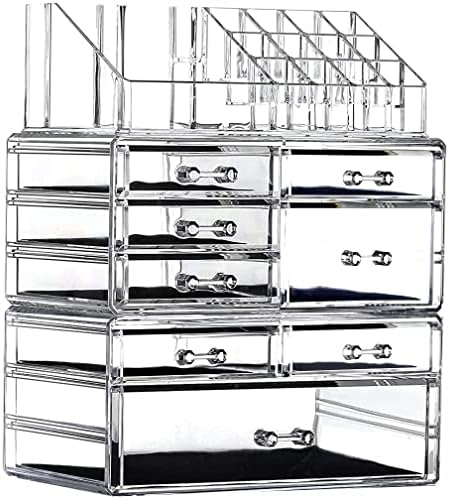 Cq acrylic 3 Pack Clear Makeup Organizer Countertop,Stackable 8 Drawers Skincare Organizer,Cute Skin Care Organizer for 