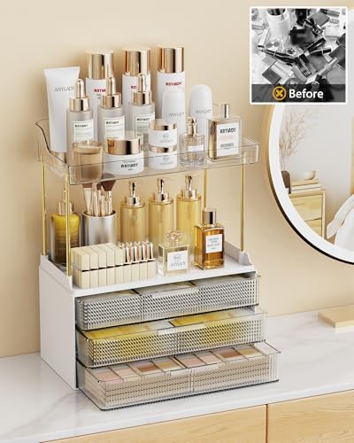 Anylady Bathroom Organizers and Storage, Makeup Organizer (Sturdy Durable Attractive), Ideal for Vanity, Countertop, Cou