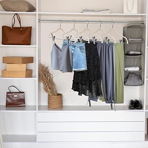 Quality Plastic 20-Pack Non Velvet Non-Flocked Thin Compact Coat Hangers with Metal Clips for Skirts Pants Blouses 360° Swivel Hook (Ivory, 20)