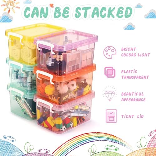 Wenqik 12 Pack Colorful Plastic Storage Bins with Lids, Colorful