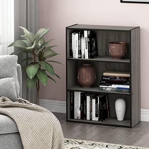 Furinno PASIR Book Shelf, 3-Tier Bookshelf, Storage Shelves Bookcase, 9.7 x 23.7 x 31.5, for Living Room, Bedroom, Home 