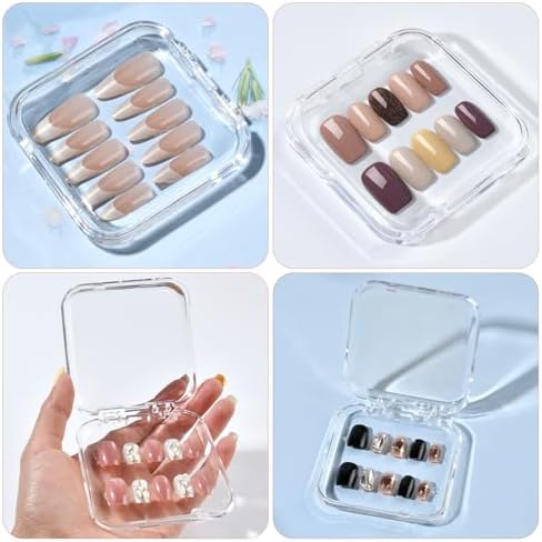 48 Sets Press On Nail Storage Box, Clear Artificial Nail Display Case Acrylic Nail Boxes Press On Nail Packaging Box, Ad