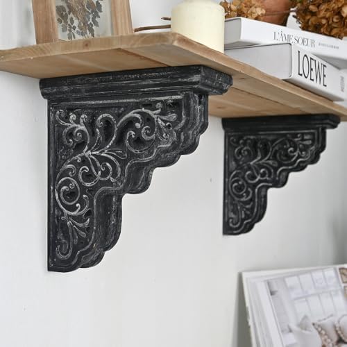 Set of 2 Corbels for Shelves Decorative Shelf Brackets Wood Corbels Farmhouse Shelf Corbels Distressed Decorative Shelf 