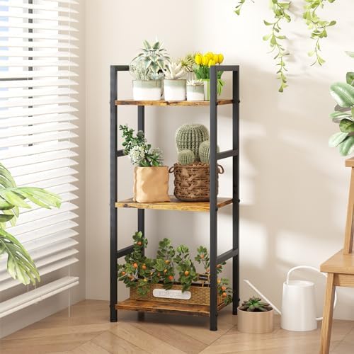 Bookshelf Storage Shelf Bookcase, 3 Tier Industrial Bookcase,Small Book case for Living Room, Bedroom, and Home Office, 