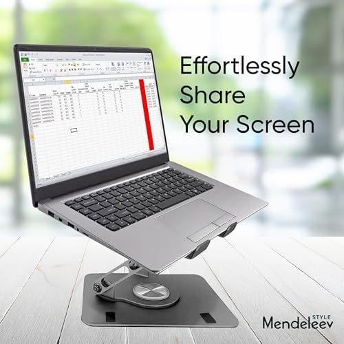 Grey 360° Rotating Foldable Adjustable Laptop Stand, Fits Up to 16 Inches