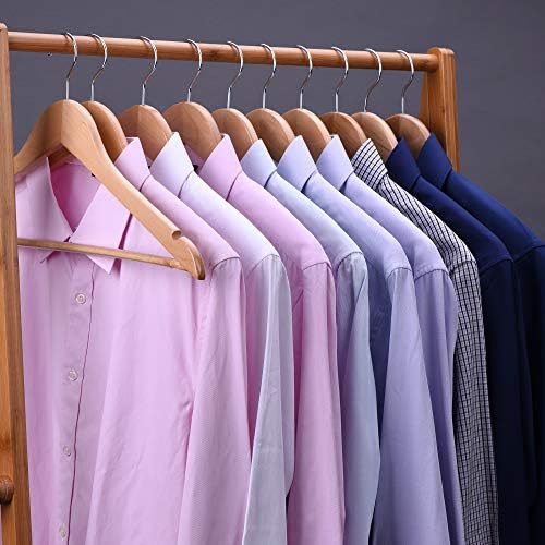 Non-Slip Wooden Hangers 20 Pack with Pant Bar, Natural Wood Suit Hangers for Shirts, Dresses, Pants & Jackets | Bulk Closet Hangers