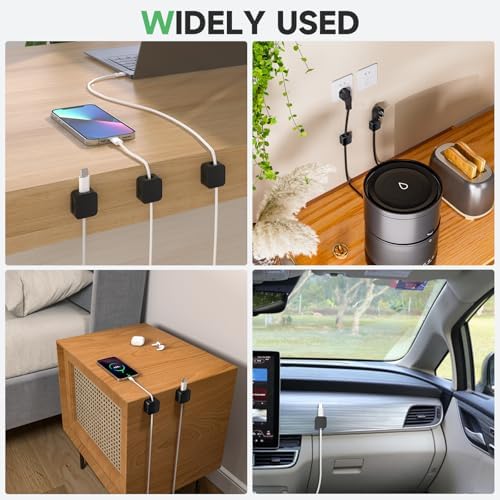 9 Black Magnetic Cable Clips