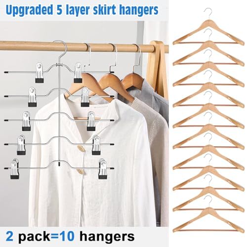 Pants Skirt Hangers with Clips 2 Pack 5 Tier