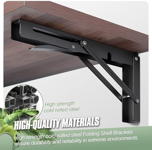 Folding Shelf Brackets - 4 Pcs 16 Inch,Heavy Duty, Black
