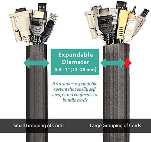 UT Wire UTW-FCW8-BK 8-Feet Expandable Flexi Cable Wrap, Black | 2 Pack