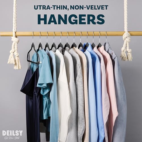DEILSY™ Non-Velvet Black Plastic Hangers Slim Hangers 50 Pack for Closet