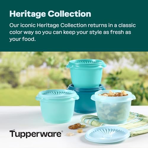 Tupperware Heritage Collection, New 16 Piece Food Storage Container Set in Vintage Green, Dishwasher Safe and BPA Free (8 containers, 8 lids)
