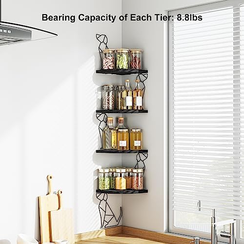Alsonerbay 4-Tier Dog Shaped Corner Shelf Wall Mount, Black