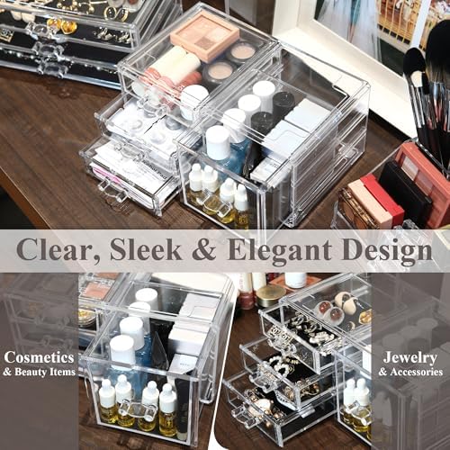 Sea Team Stackable Clear Acrylic Makeup Organizer with Drawers for Vanity