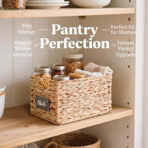 DECOMOMO Wicker Storage Baskets for Shelves, Handwoven Pantry Baskets