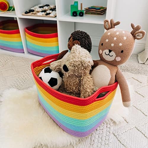 OrganiHaus Rainbow Baskets for Shelves, Set of 3, 15x9x10