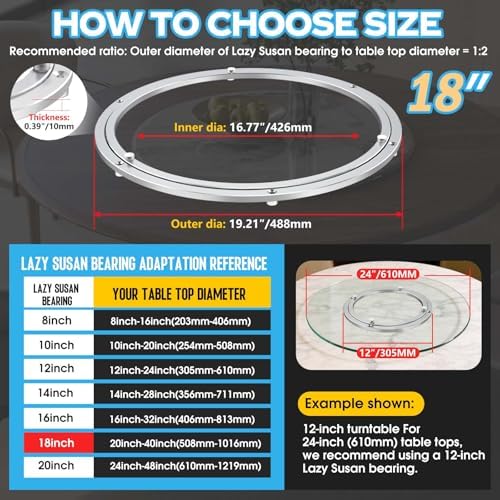 Lazy Susan Hardware 18 Inch Heavy Duty Turntable Bearing Swivel Base Kit