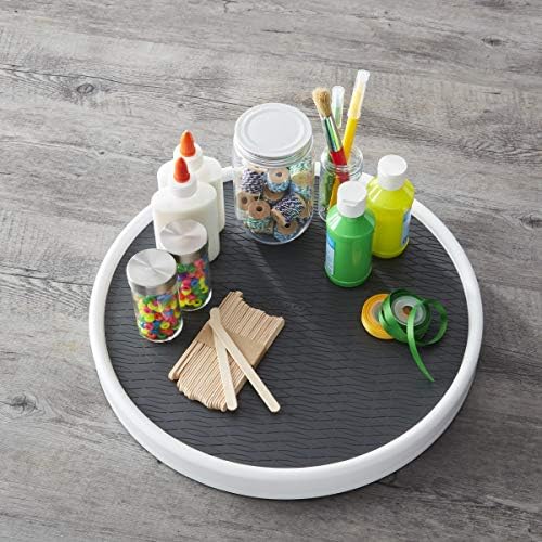 Copco 15 Inch Non-Skid Lazy Susan Turntable Organizer for Cabinet, Pantry, Refrigerator - Charcoal Gray, Smooth-Glide Ba