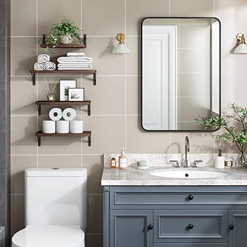 YGEOMER 4 Different Sizes Floating Shelves for Wall Decor, Dark Carbonized