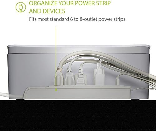 in-Box Desktop Mobile Charging Station & Power Strip Organizing Box, White