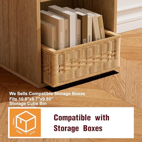 Book Shelf, Wooden Cube Storage Organizer with 11" Open Cubes, Stackable Modular Bookcase for Room Divider Storage, 2 Ti